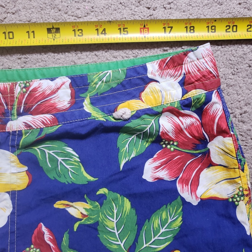 Polo Ralph Lauren Swim Trunks Men 38 Navy Floral AOP Beach Rope Drawstring - Picture 11 of 13